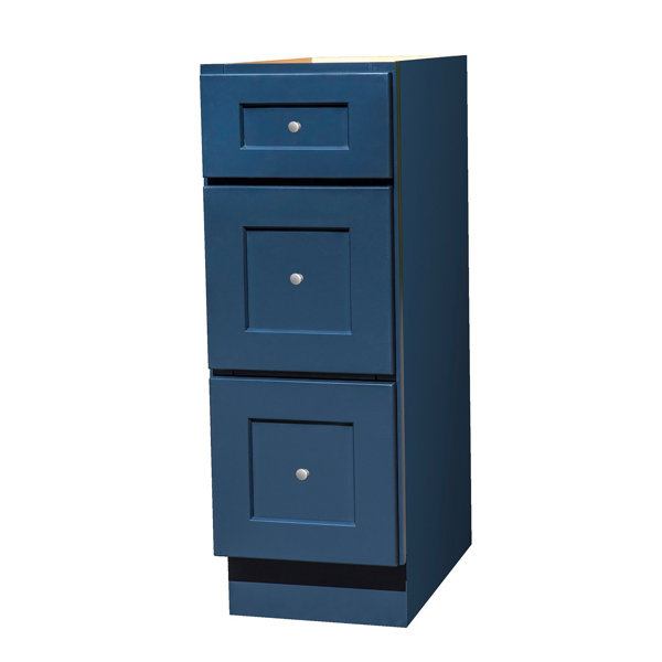 Longshore Tides Hallatrow Three drawer bathroom base in blue